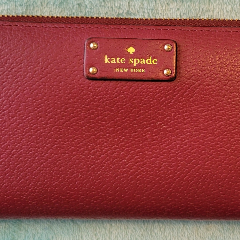 Kate Spade Wine Color Leather Zip Wallet